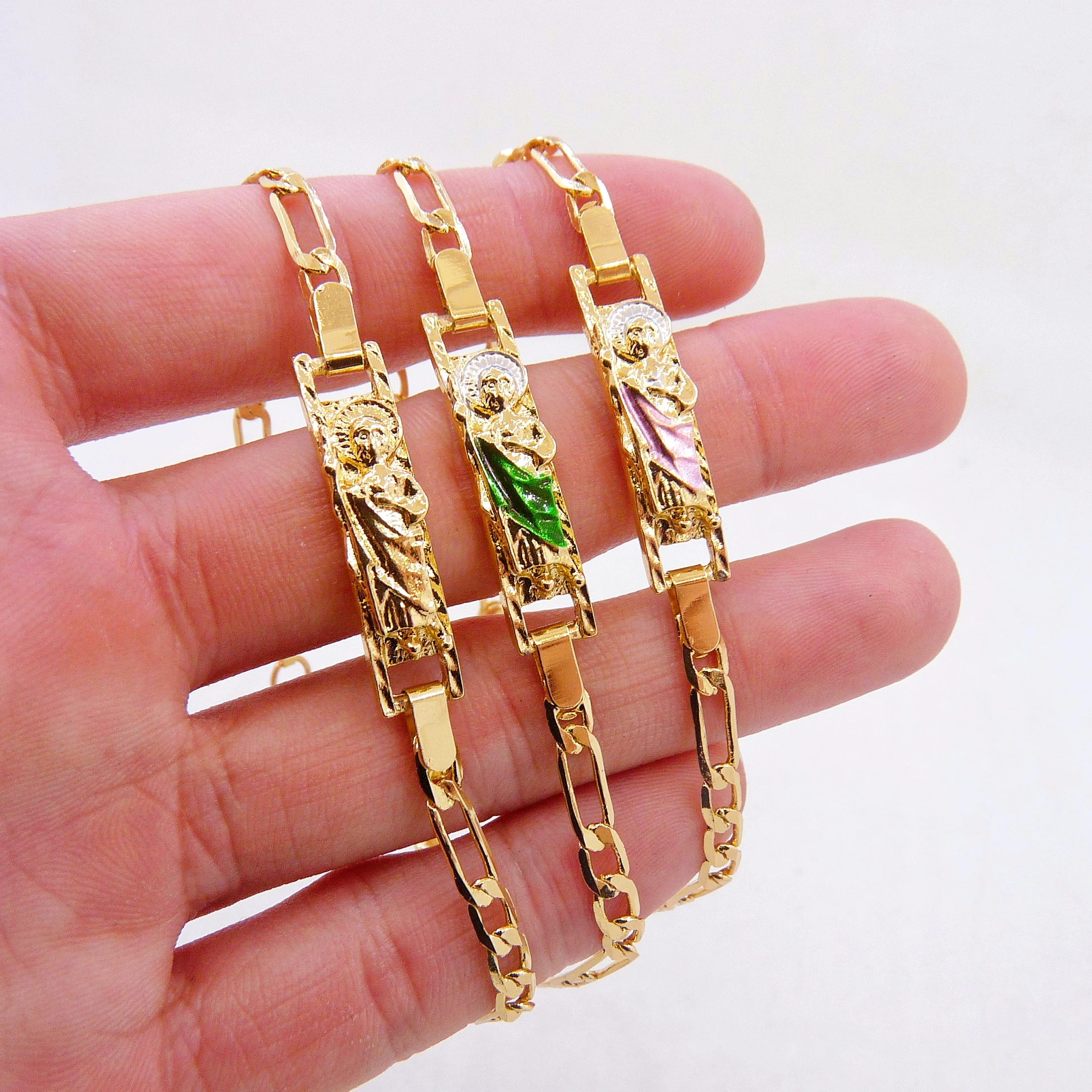 Simple Stylish St. Jude Gold Plated Women's Thin Bracelet Religious Jewelry