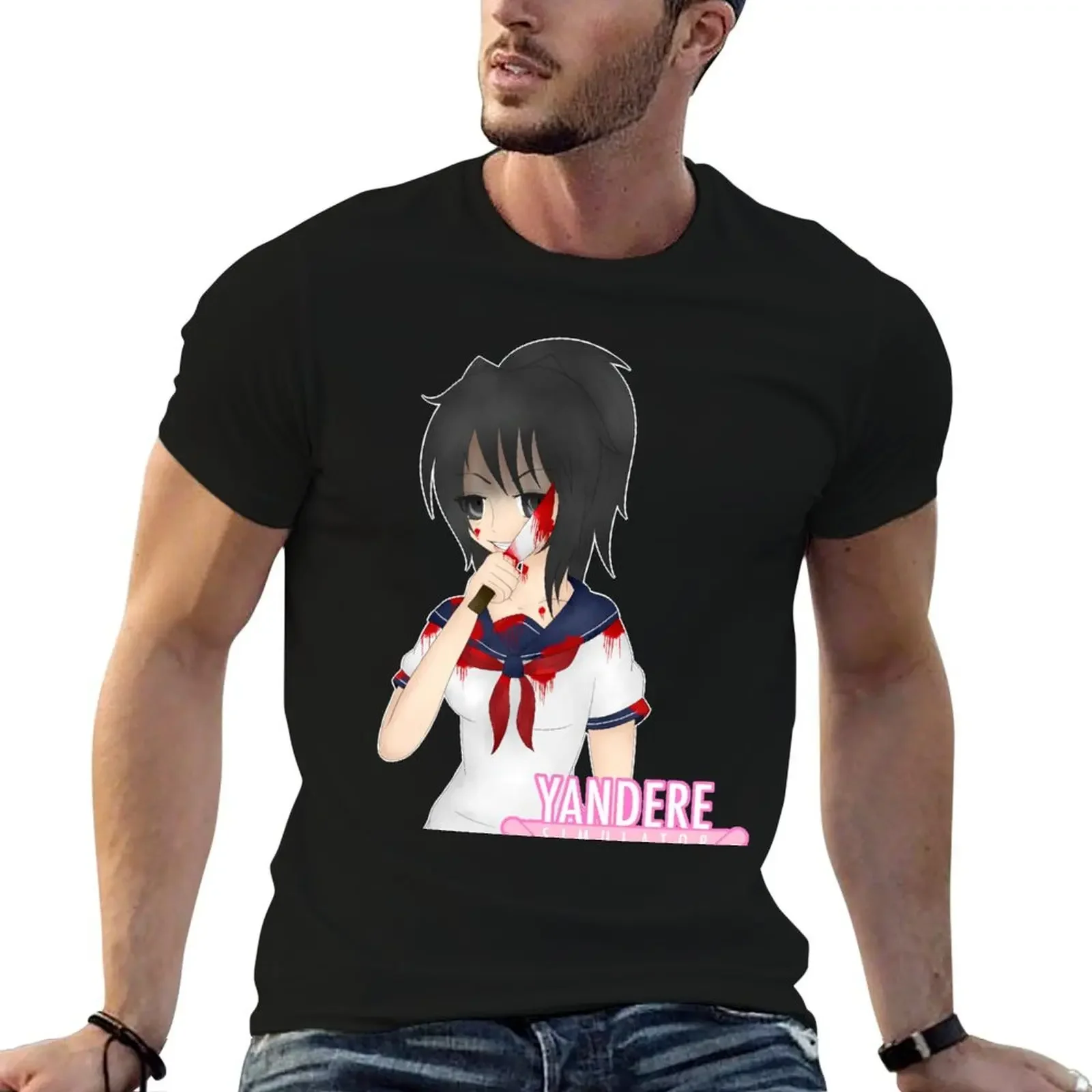 Yandere Simulator: Yandere Chan 2 T-Shirt blue archive summer tops cute tops Luxury man t shirts for men