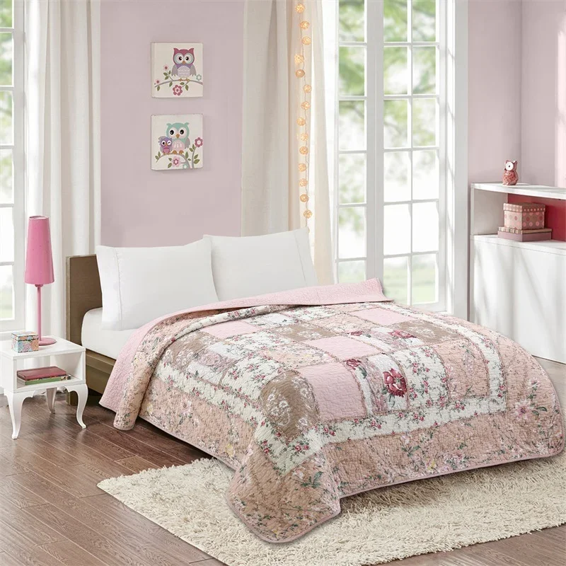 Vintage Floral Cotton Quilt Bedspread on The Bed Applique Duvet Quilted Blanket Padding Coverlet Plaid Cubrecam Bed Cover Colcha