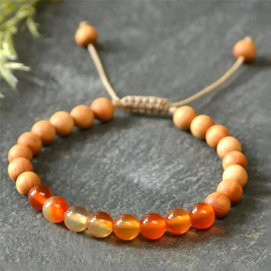 

Carnelian Beads Mala Energy Bracelet Bangle elastic Hand tassel Zen Bead zazen Men's Natural stone Nirvana Mala Women Japa