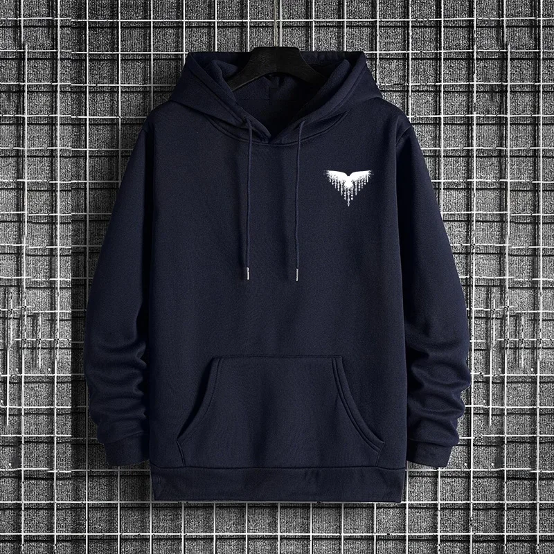 Raven Print Men's Hoodie Fall Winter High Grade Warm Sweatshirt Male Daily Casual Fashion Pullover Outdoor Gym Fitness Sport Top