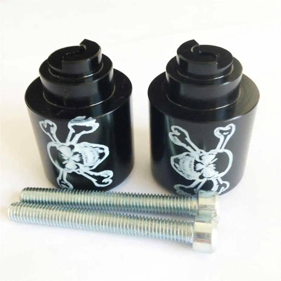 

Motorcycle Skull Hand Bar Ends Billet For Honda CB 559 919 CBR 600 1000 VFR 800 VTR RC51 Gold Wing GL1800 Fireblade Black