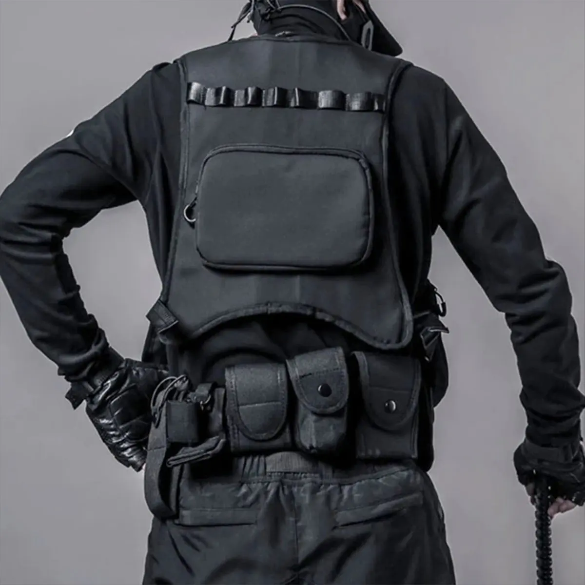 INABEZ Multifunction Vest Bag Men Women Adjustable Buckle Outdoor Hip Hop Punk Sleeveless Waistcoat