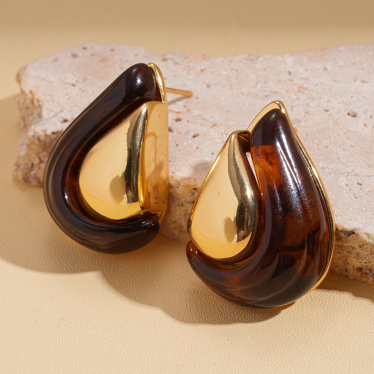 18k مطلية بالذهب الراتنج وأقراط للنساء ميلارد ريترو هندسية قطرة الماء أقراط سحر الأذن مجوهرات Aretes Mujer K #3