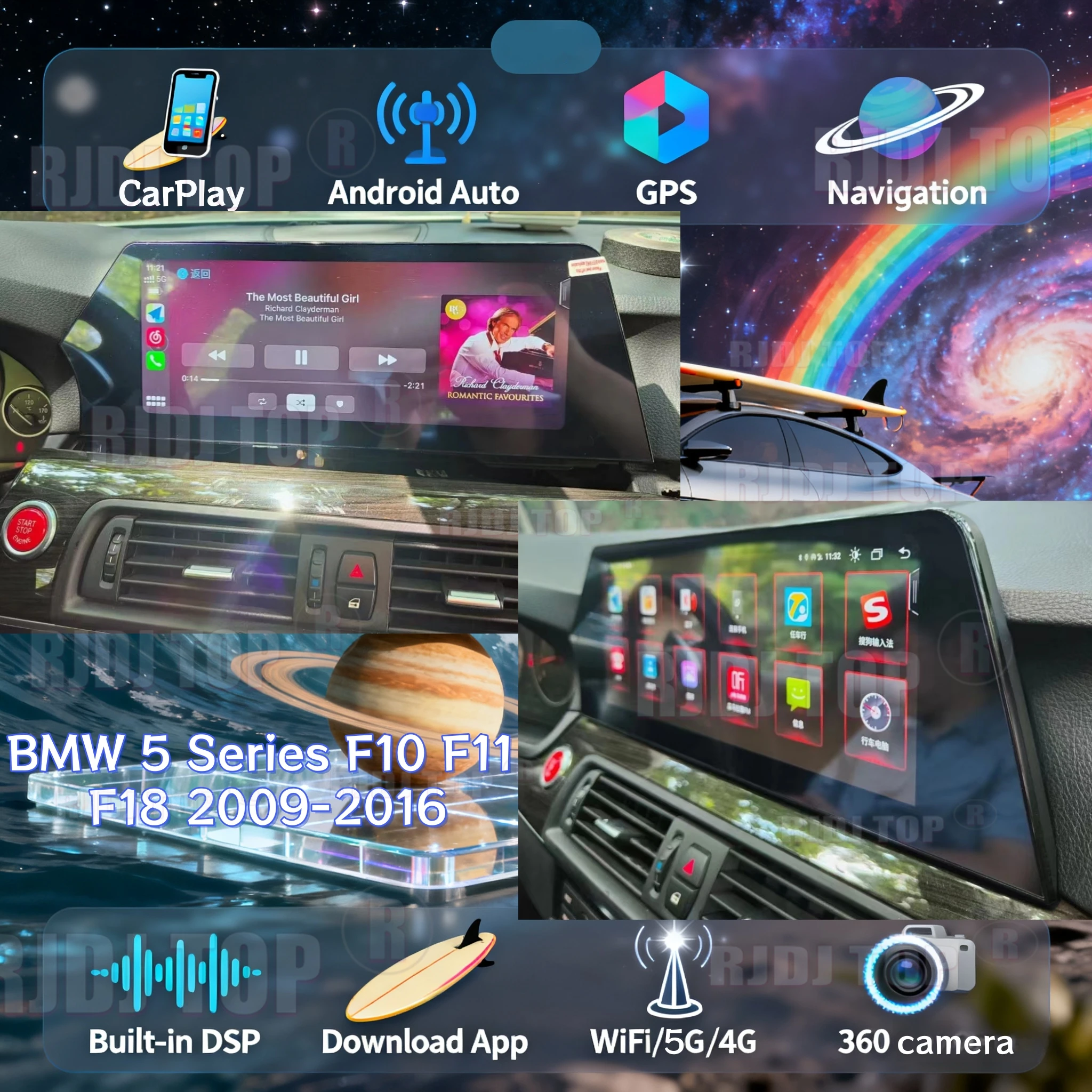 

12.3" Android 14 For BMW 5 Series F10 F11 F18 2009-2016 Car Stereo GPS Navigation Auto Radio Car Multimedia Player Head Unit DSP