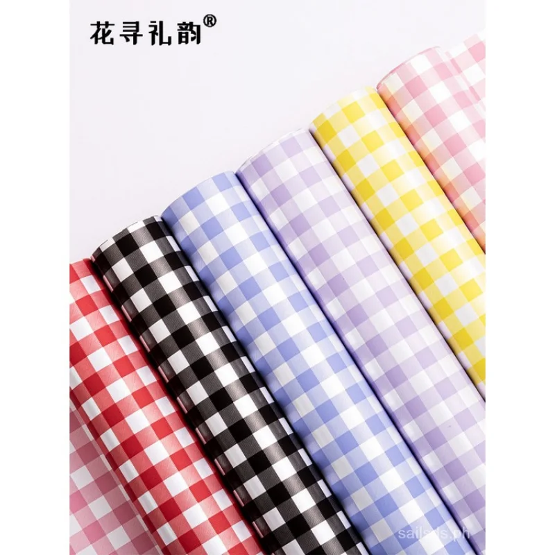 christmas【】 -Seeking Rhyme Waterproof Ouya Summer Plaid Flower Packaging Printed Gift Paper Bouquet Flo