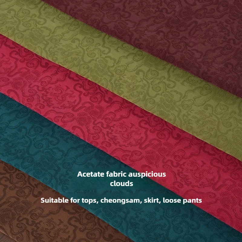 

Ацетатная жаккардовая швейная ткань по метрам Lucky Cloud с принтом, шелковистое платье, блузка, юбка, комплект, дышащая ткань для рукоделия в китайском стиле