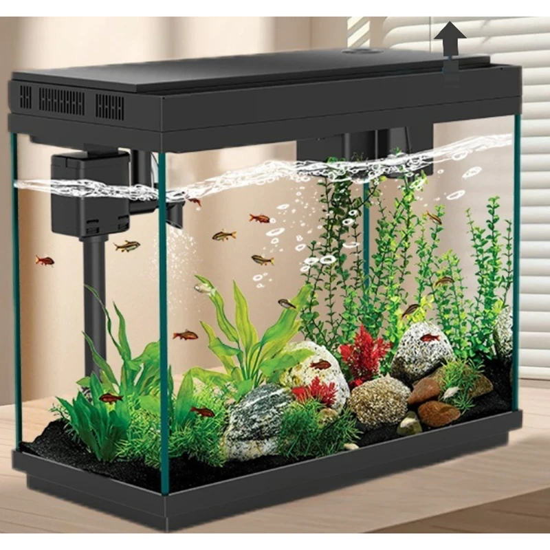 

Ультрапрозрачный стеклянный умный экологический настольный аквариум, самочистящийся аквариум для домашнего использования, маленький настольный аквариум с фильтром