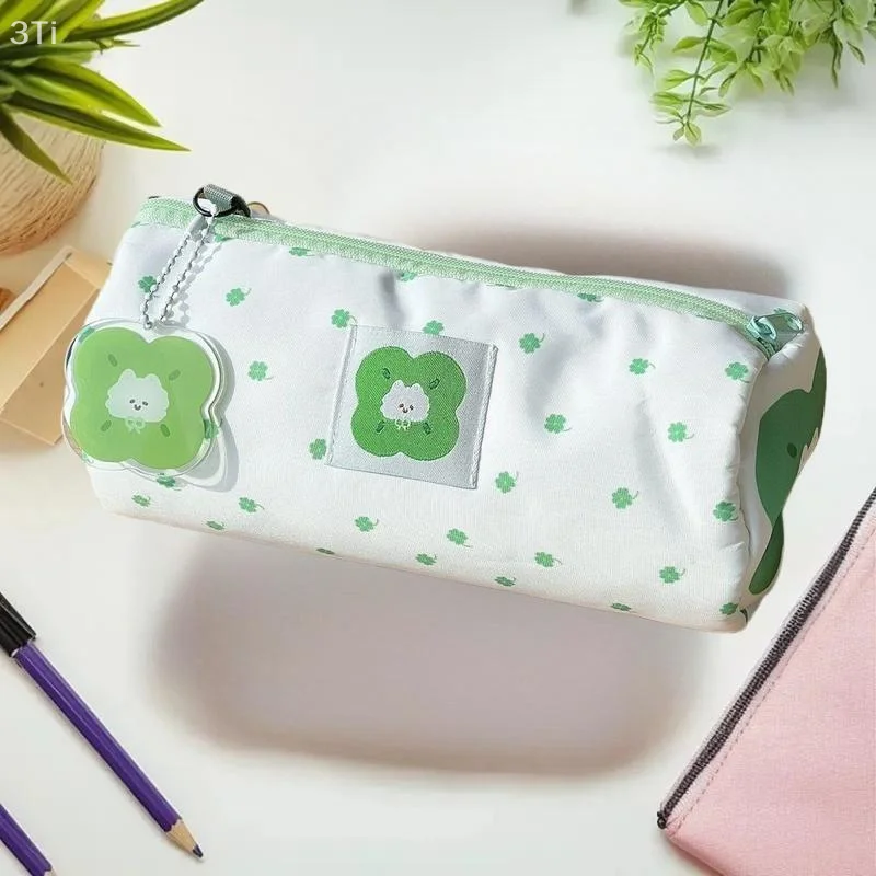 قطعة واحدة من منظم تصميم قطط البرسيم بأربع أوراق واسعة لمستحضرات التجميل والقرطاسية، مثالي للمدرسة والمكتب والسفر