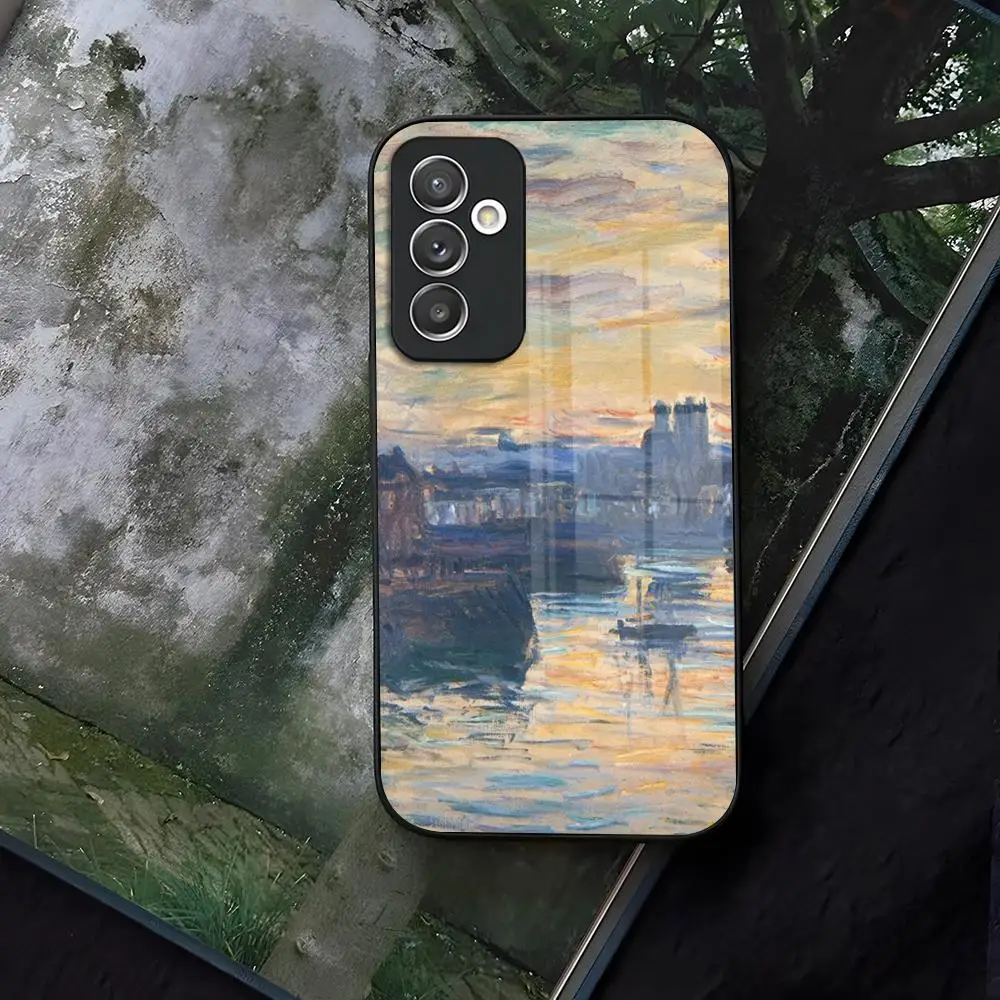 Monet oil painting Art Phone Case Glass for Samsung Galaxy S24 S22 S20 S23 S21 Ultra Fe Plus A34 A54 A24 A52 A53 M54 Coque