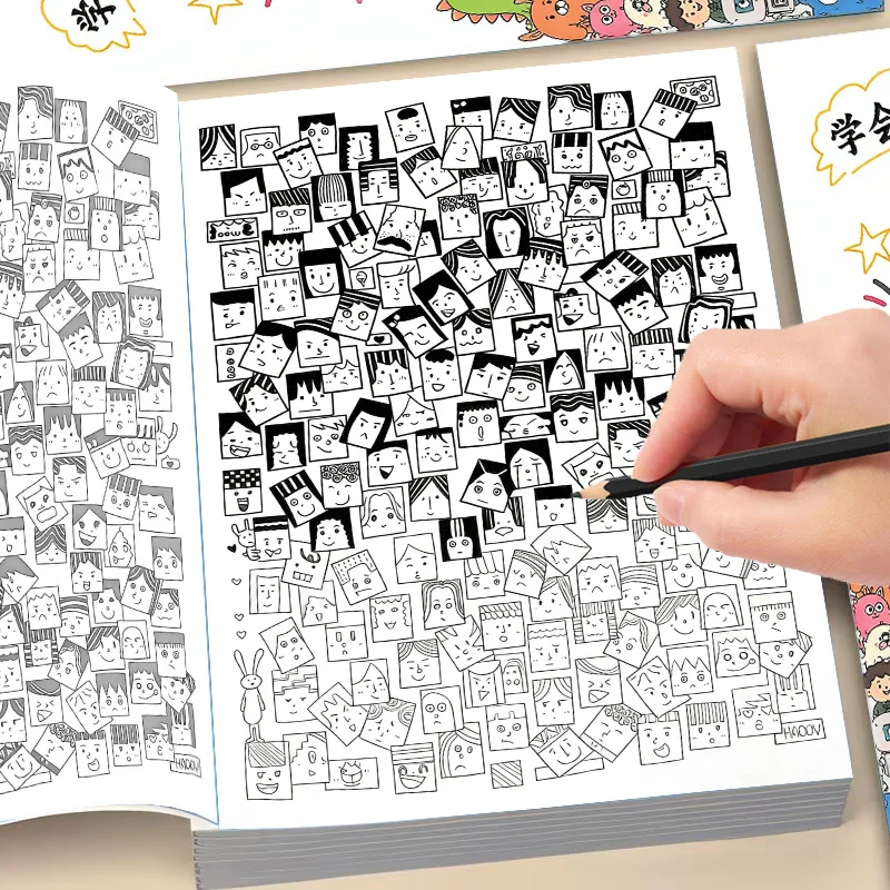 40 Page Adult Stress Relief Graffiti Book, A Painting Book Containing 10000 Different Emoji Themes, Art Painting Supplies