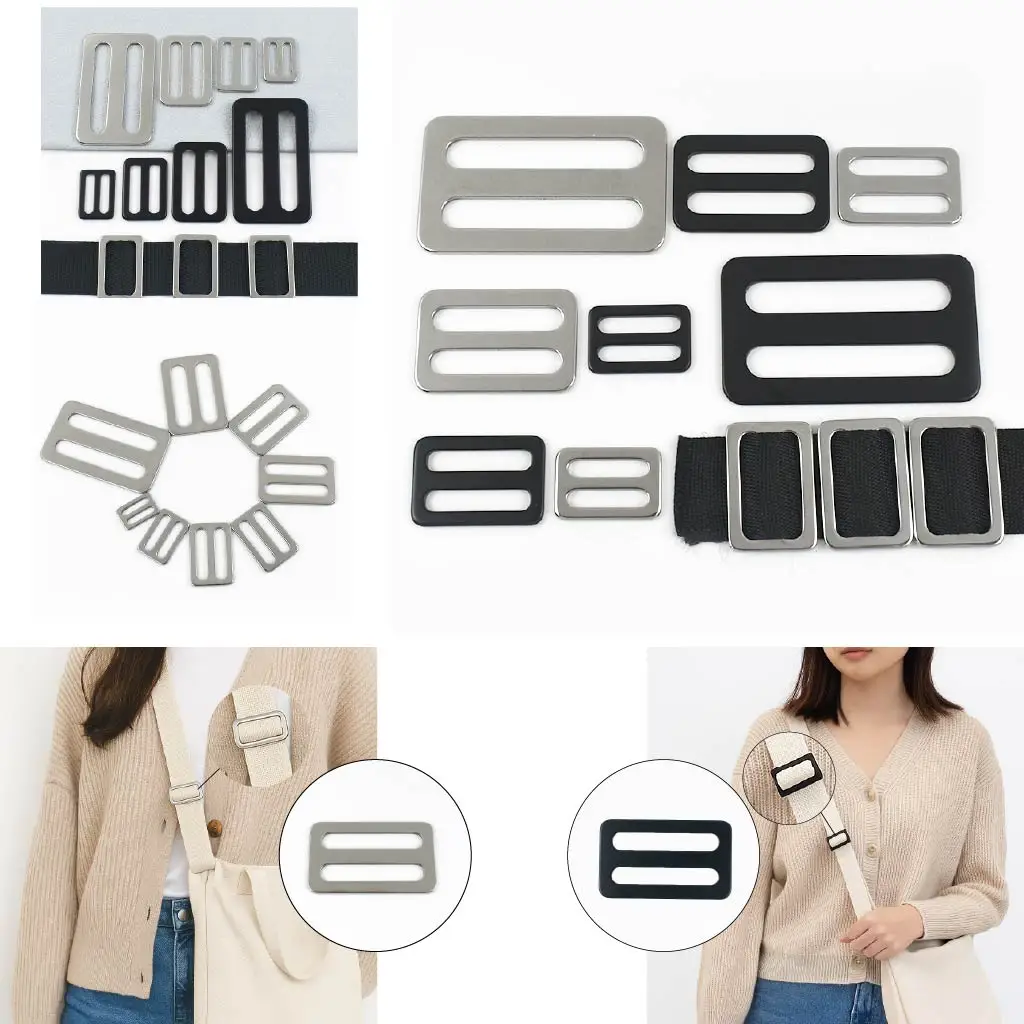 

15-38mm 2-10Pcs Stainless Steel Tri-Glides Slider Buckles for Bag Belt Pet Collar Adjustable Ring Clasp DIY Hardware Accessories