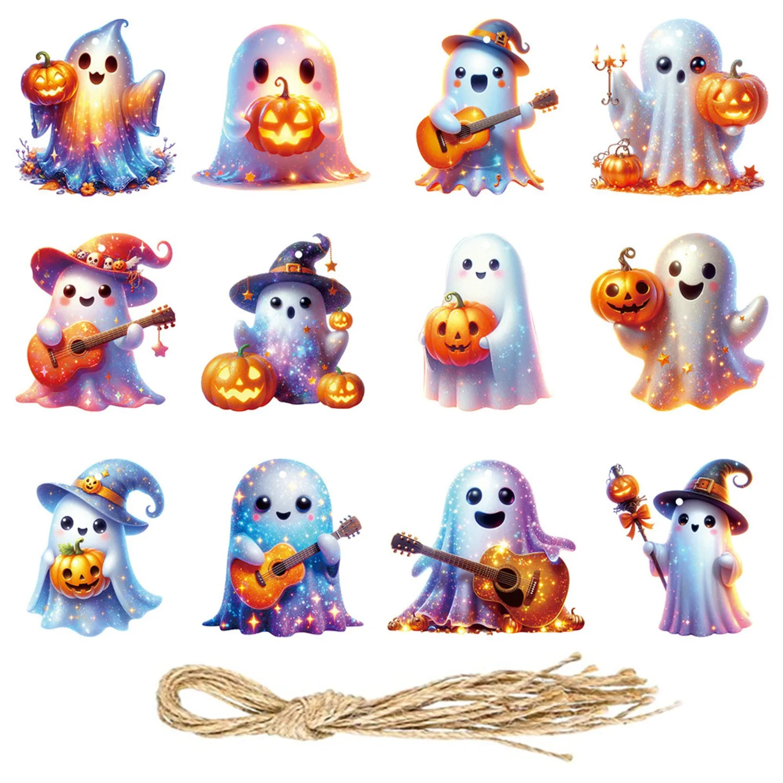 1/2/3packs 2024 New Halloween Decorations Ghost Tags Ghost Festival Decorations Gifts Accessories Pendants 13pc Per Pack