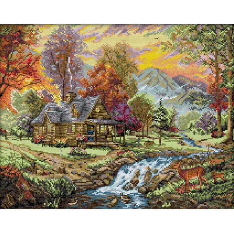 Holiday Villa Landscape Print Cross Stitch Kit Aida 14 16 11CT Printed Canvas Fabric Sewing Embroidery Kit DIY Home Decor Crafts