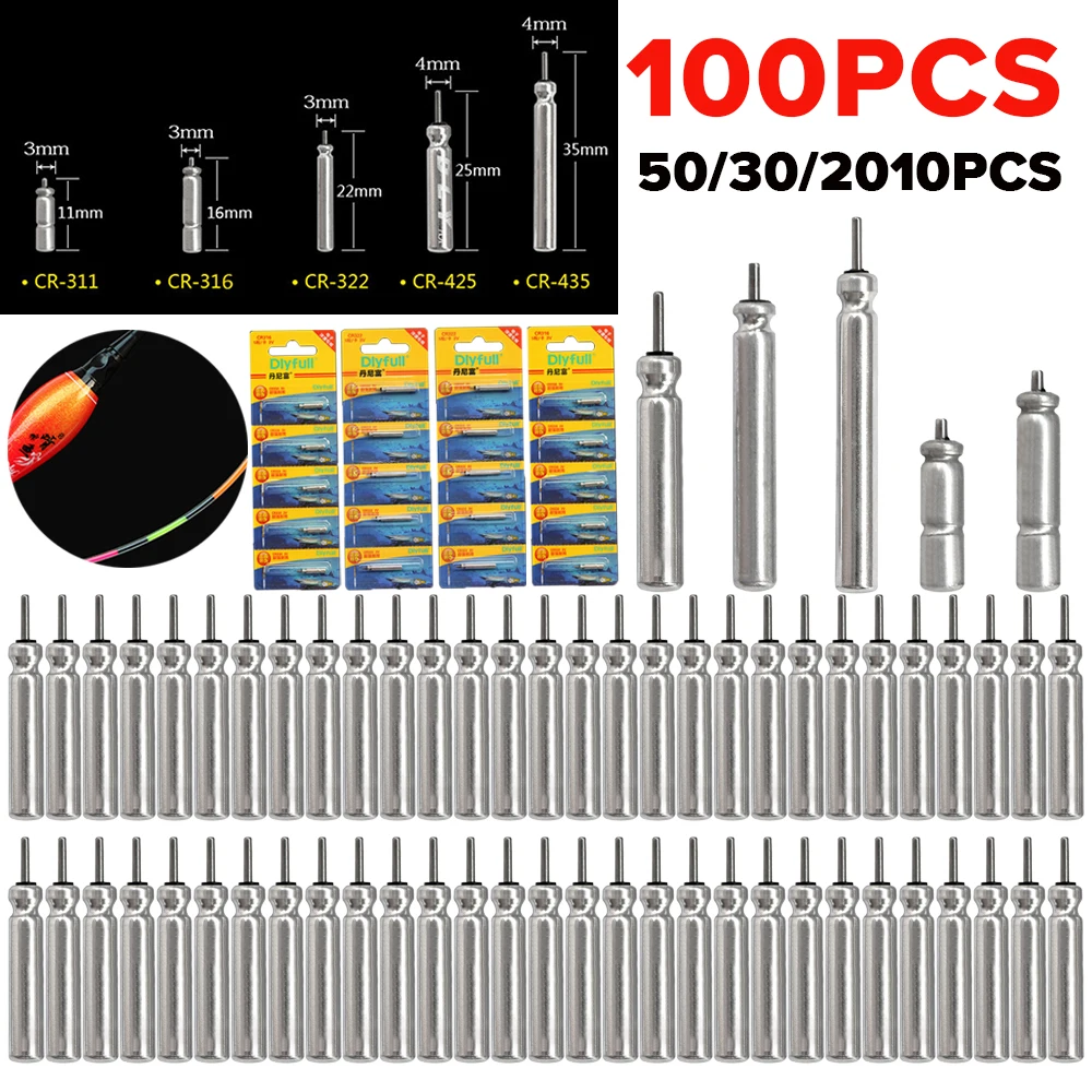 الليثيوم دبوس شاحن بطارية الأجهزة العوامة لصيد الأسماك ، ليلة الصيد يطفو ضوء ، CR322 ، CR425 ، CR435 ، CR311 ، 100-10 قطعة #1
