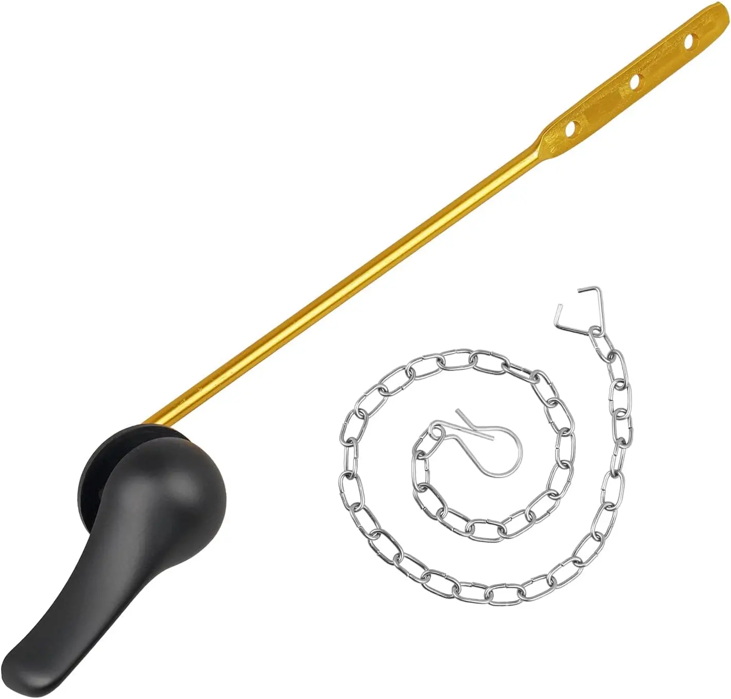 

Toilet Flush Handle Replacement Kit, Universal Front Mount Lever with Stainless Steel Chains, Matte Black for Most Toilets