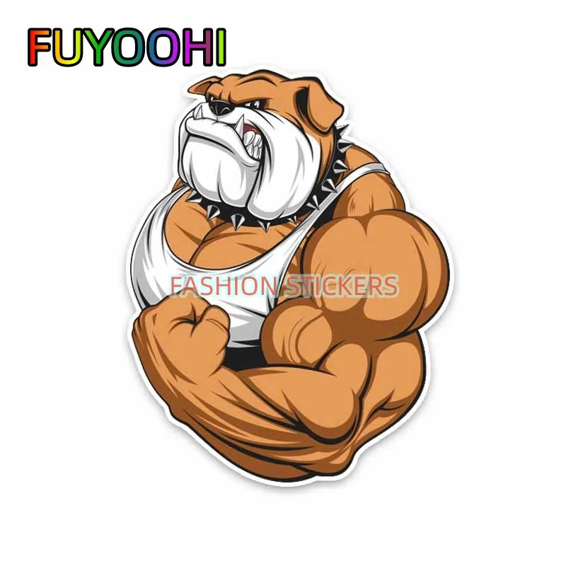 

FUYOOHI Boutique Decals Exterior Accessories Bulldog Full Color Bodybuilder Colored PVC High Quality Car Sticker Decoration