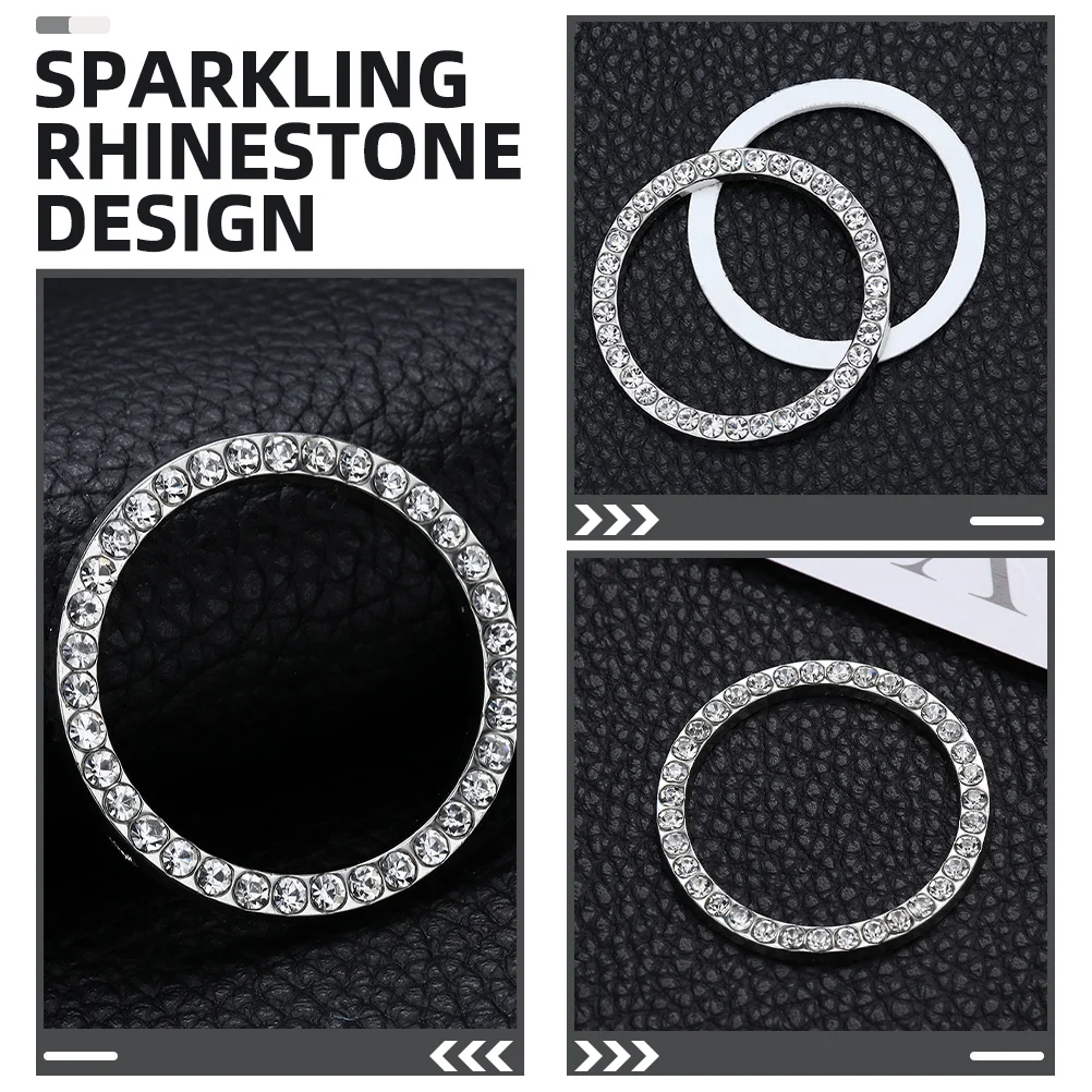 

2Pcs Engine Start Stop Button Cover Rhinestone Alloy Decorative Ring Car Accessories Interior Bling Car Start Button Cover