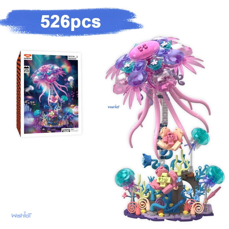 

Dreamy Floramare 526pcs Building Blocks Desktop Decoration Jellyfish Sea Flower Elves Bricks Ideas Toys for Kids Adults Gifts