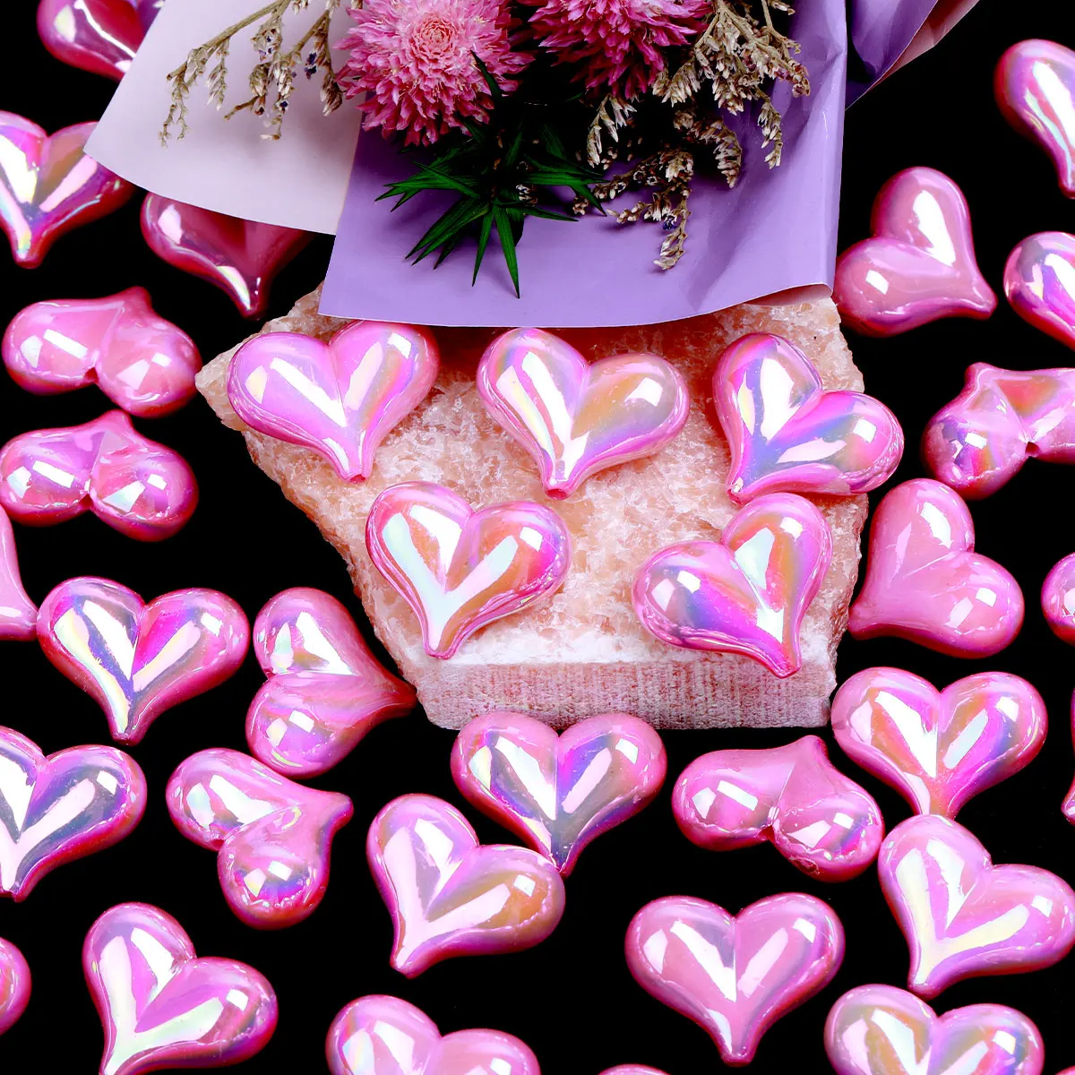 20 قطعة AB اللون الوردي شكل قلب الاكريليك الخرز فضفاض خزر عازل لصنع المجوهرات سوار إكسسوارات الشعر ذاتية الصنع #1