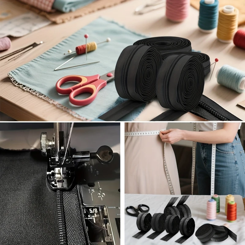 

1set Durable Zipper With 10 Metal Zipper End DIY Nylon Color Zipper For Clothing Coats Bags Luggage Sewing Accessories 5m