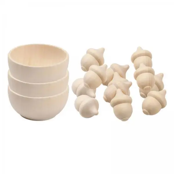 Natural Wood Peg Dolls Unfinished Acorn Nesting Dolls DIY Crafts Set for Wooden Creativity and Learning