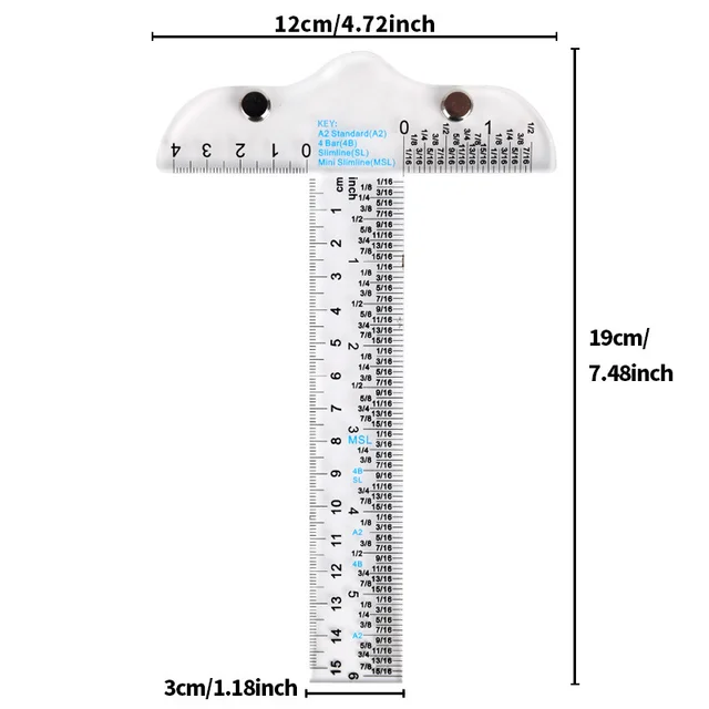 T-Shaped Ruler Acrylic Double-Scale DIY Sewing Craft Ruler Multi-Functional Drawing Measurement Reference Ruler 5