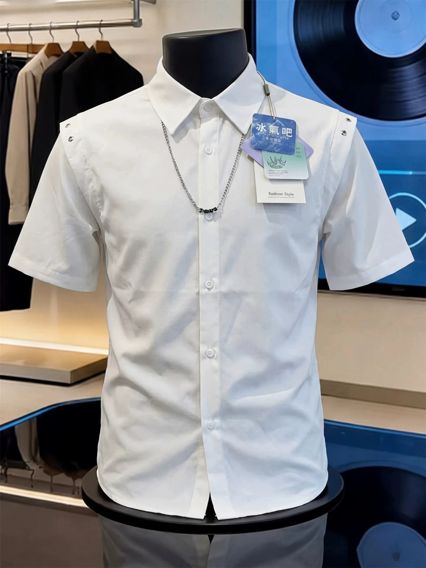 

Summer Men's Short Sleeve Shirt Shoulder Design Casual Style Korean Fashion Half Sleeve High Coolness Advanced Feeling Shirt