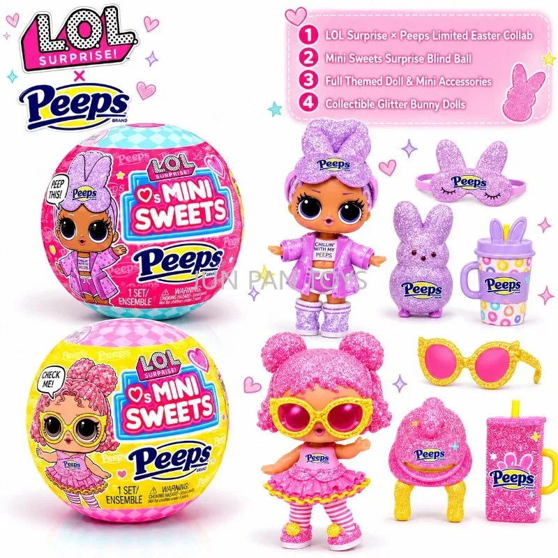 Muñeca Coleccionable LOL Surprise Ball Original, Mini Sweets Heart Peeps Cozy Bunny Fluff Chick, Figura de Moda, Regalo para Niños
