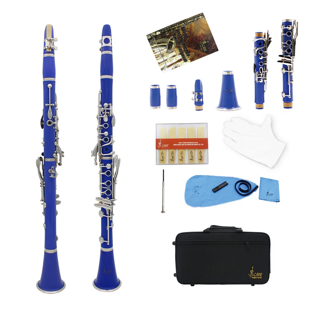 

SLADE Blue Clarinet 17 Keys Bb B Flat Tone Professional Woodwind Instrument Bakelite Clarinet with Box Musical Instrument Part