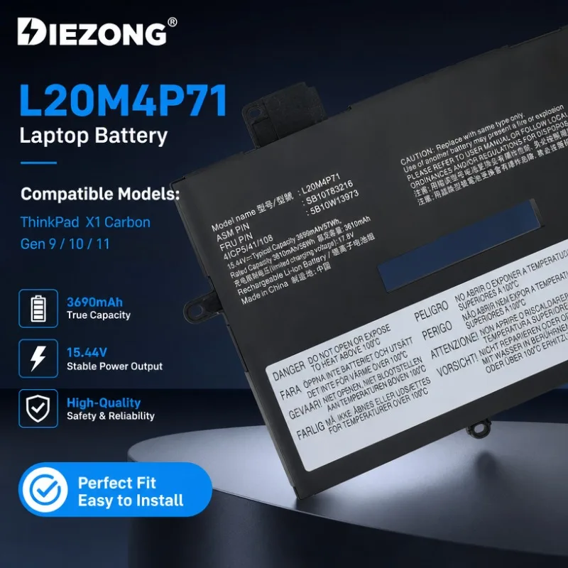 For Lenovo ThinkPad X1 Carbon Gen 9/10/11 t L20M4P71 laptop battery 3690mAh 15.44V Applicable