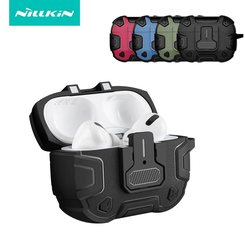

For Airpods Pro 2 Case Nillkin Heavy Duty Protection Shockproof Earphone Case with Metal Hook Armor Cover