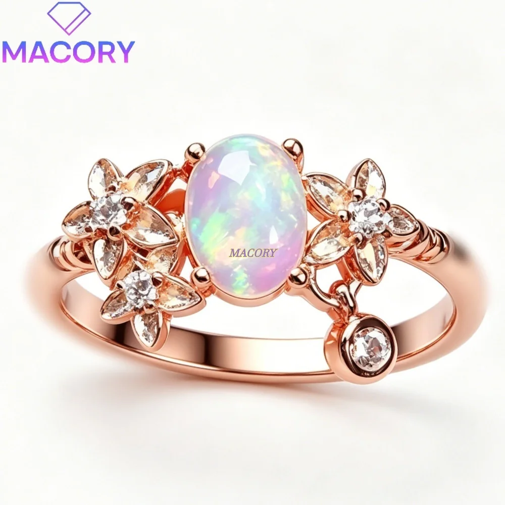 Natural opal ring S925 sterling silver delicate and high-end design great for everyday wear Valentine's Day gift birthday gift