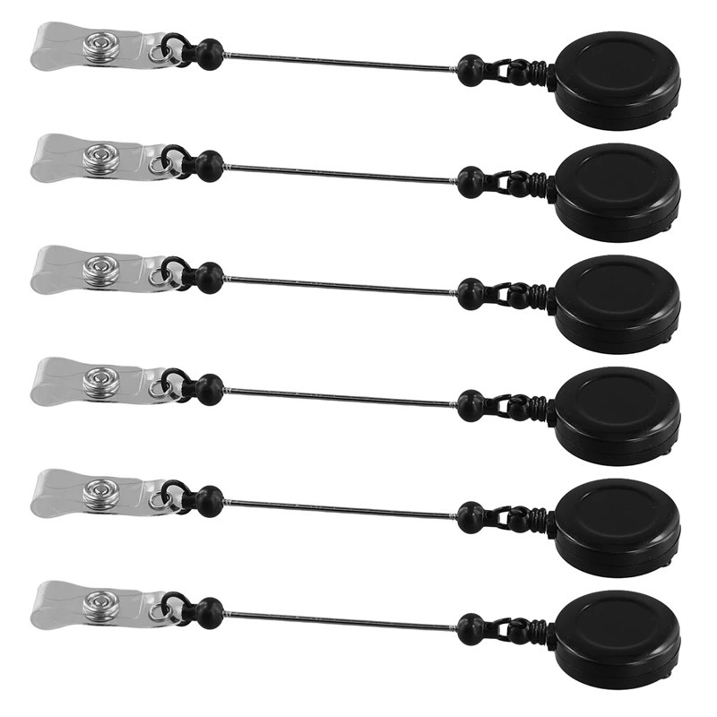 

6 Pcs Beadable Retractable Badge Reel Clips Holder With Clip Jewelry DIY Gift For Nurse Teacher Office Supplies