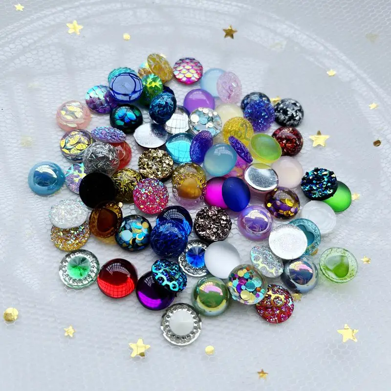 12mm mieszane okrągłe mineralne opal matowe żywica Rhinestone DIY dekoracje ślubne akcesoria do robienia pereł jasny półokrągły koralik