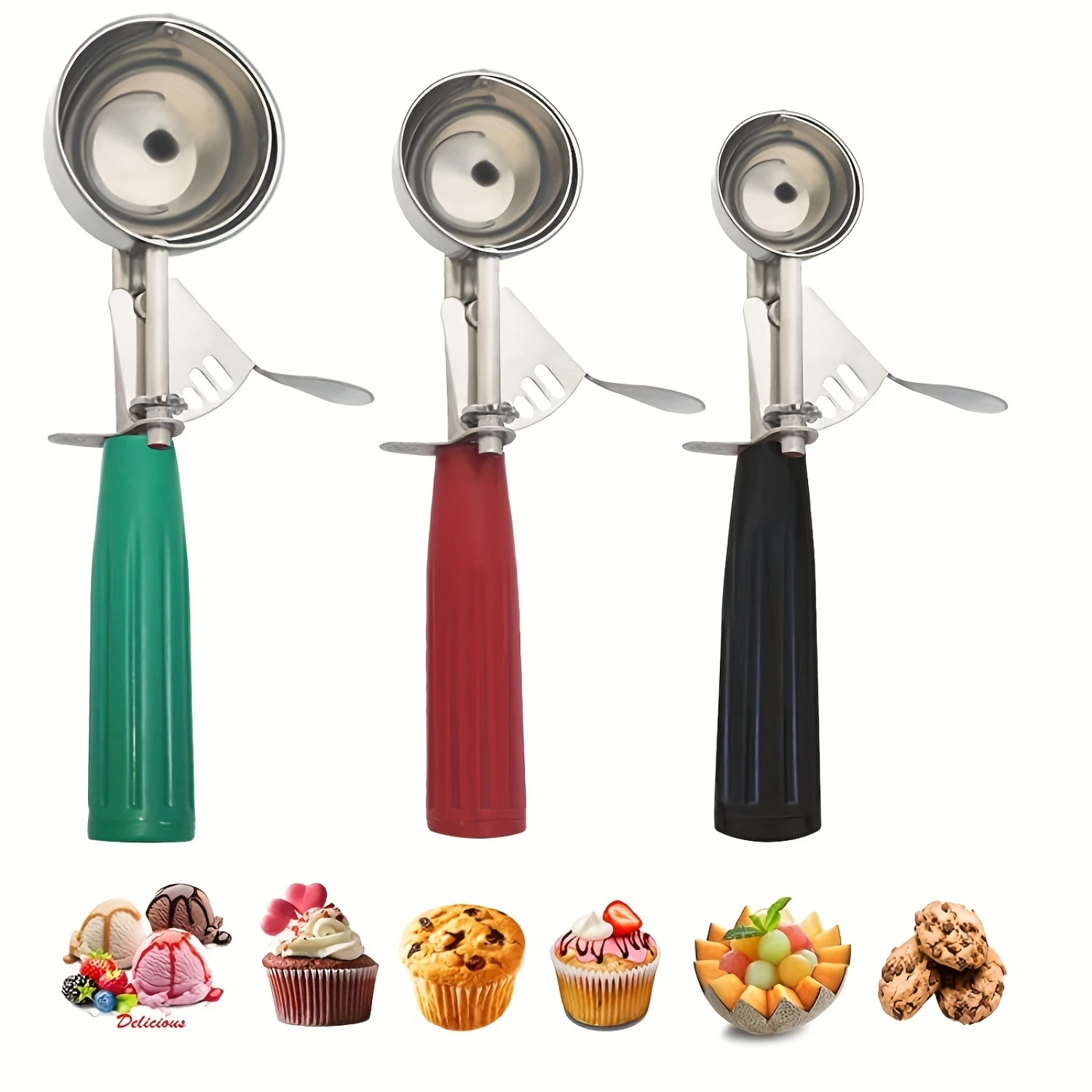 Premium Ice Cream Ball Scoop & Cupcake Scoop - Durable 304 Stainless Steel Construction, Versatile Multiple Size Options, Effort