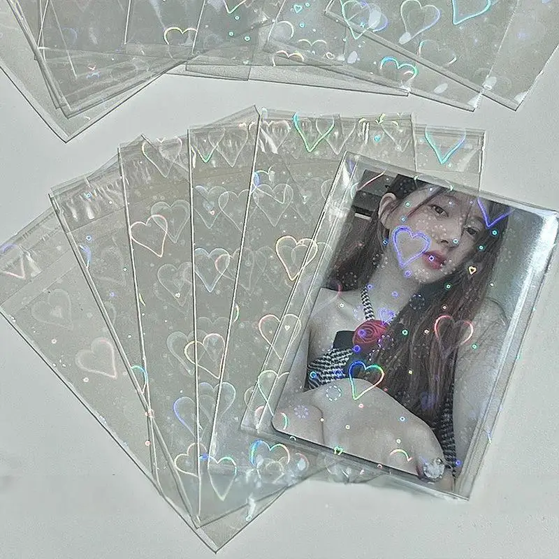 

Glittery Love Heart Stars Photocard Sleeves Idol Photo Cards Protective Storage Bag Card Protector Game Cards Storage Bag