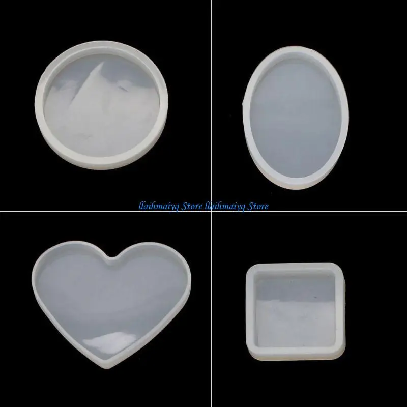 573B 18Pcs Handmade Silicone Resin Mold Round Square Rectangle Heart Oval Bottom DIY Molds Jewelry Making Tools