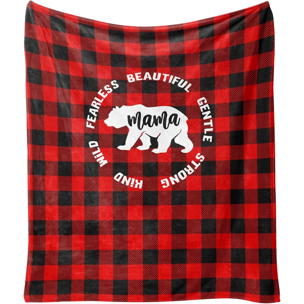 Buffalo Plaid Mom & Son Daughter Christmas Blanket - 60' x 50' Flannel Fleece Soft Warm Cozy Throw
