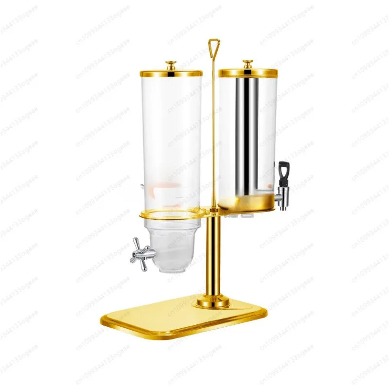 Food Storage Container Dispenser Gold 3.5L*2 Stainless Steel Base Double Dry Fruit Grain Cereal Dispenser for Hotel Kitchen