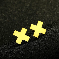 Chandler Stainless Steel Matte Black X Cross Plus Polymer Clay Earring Studs Handmade Gothic Punk Alternative Accessories Unisex