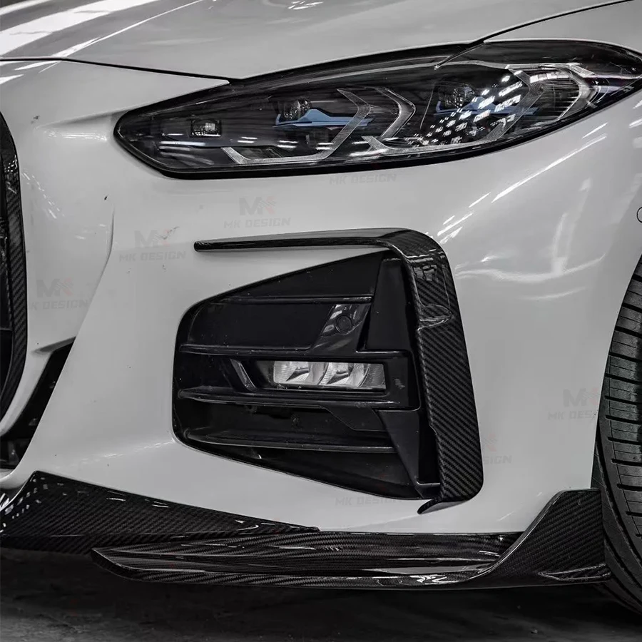 Carbon Fiber Front Bumper Upper Splitters Fog Light Cover for BMW 4 Series G22 G23 2020+ Side Splitters Upper Trims Car Styling