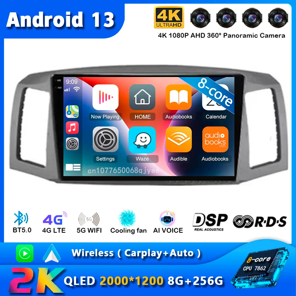 

Автомагнитола на Android 13 для Jeep Grand Cherokee 2004, 2005, 2006, 2007, GPS-навигация, мультимедийный плеер, стерео, Wi-Fi + 4G BT DSP