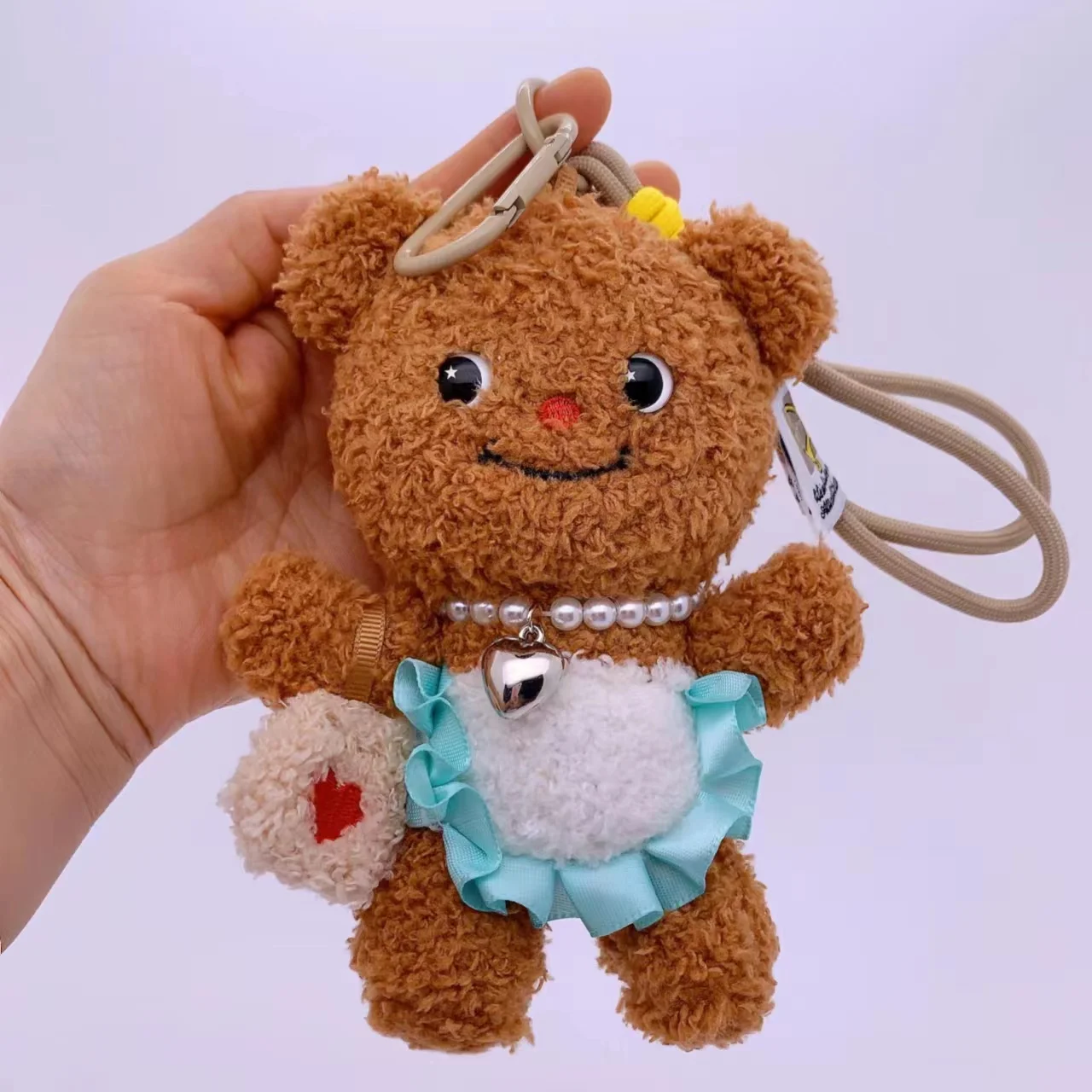 15cm Plush Butter Bear Toy Keychain Cute Animals Doll Keyring Apron Bear Pendant Car Key Accessories Girl Women Bag Hanging Gift