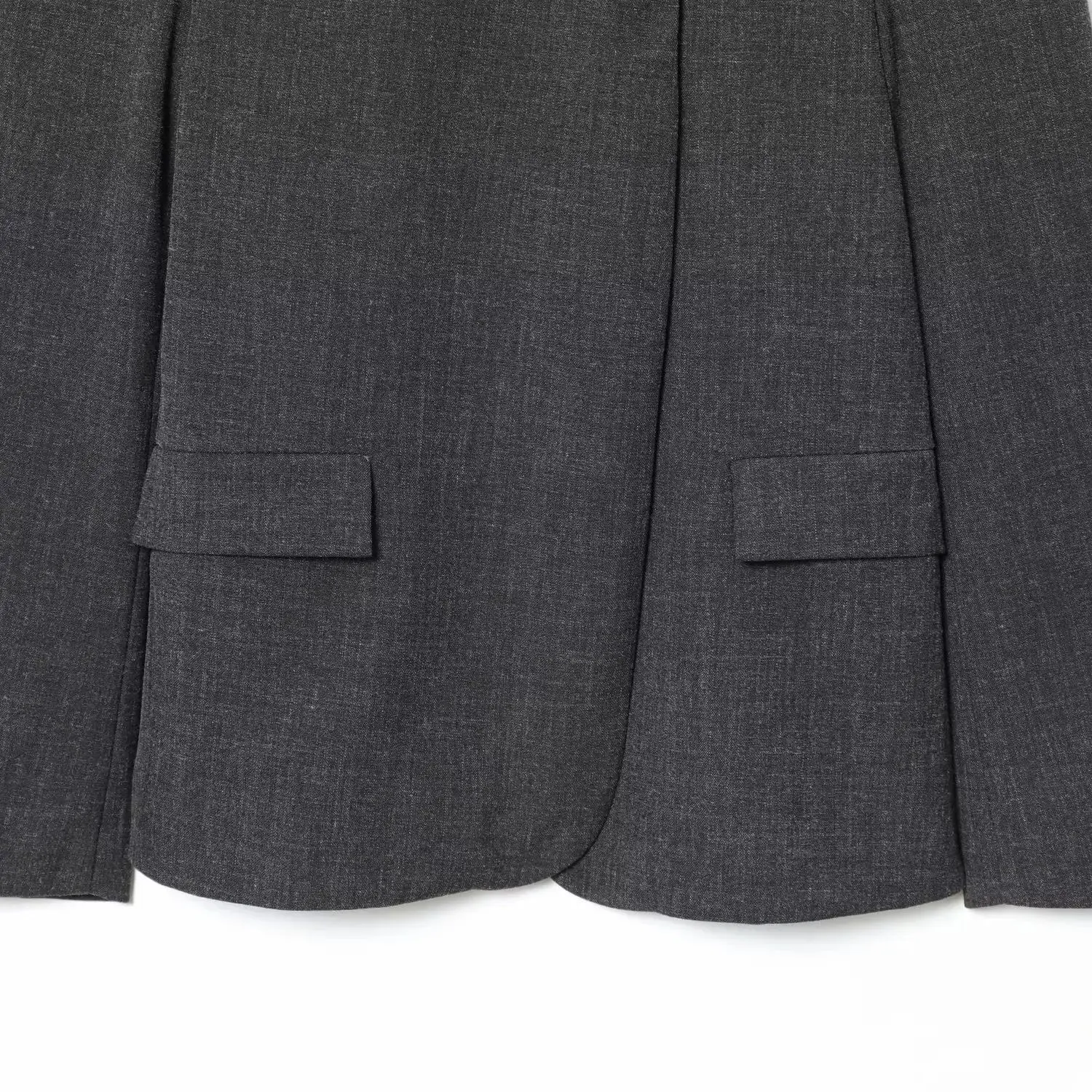 DiYiG WOMAN 2025 موضة شتاء جديدة غير متماثلة بدلة ريترو كم طويل الوقوف طوق معطف ملابس خارجية Mujer