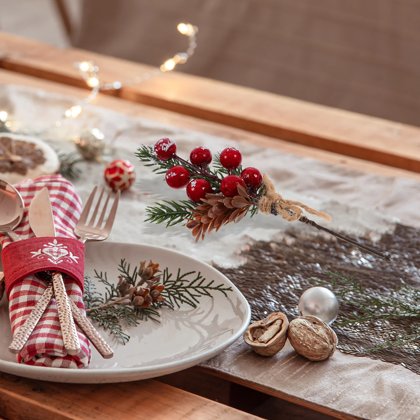 

Christmas Artificial Winter Holiday Decoration Cone Berry Picks Realistic Holiday Wreath Garland Diy Crafts Decorations