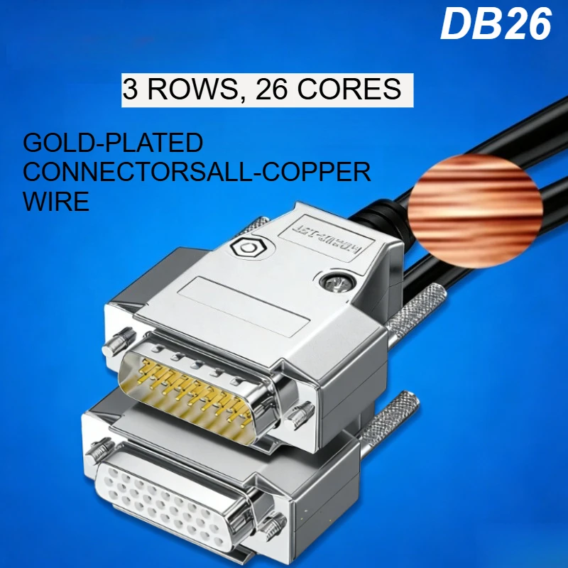 D-SUB DB26 3 Rows HDB 26 Pin Matel  Male to Male Extension Male to Female Cable Grade  Data Cable Extender Connector Industrial