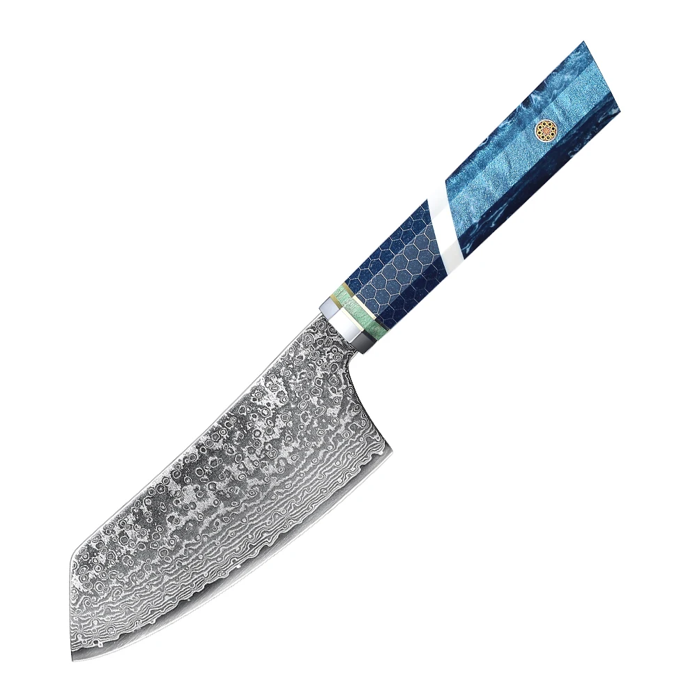 YAN Professional 6.5 inch Cleaver Knife Japanese Damascus VG10 Knife chef Kitchen Knife Octagonal Aluminum Mesh Composited Resin