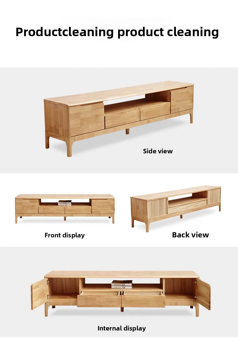 All solid wood TV cabinet coffee table combination modern simple small apartment log floor cabinet