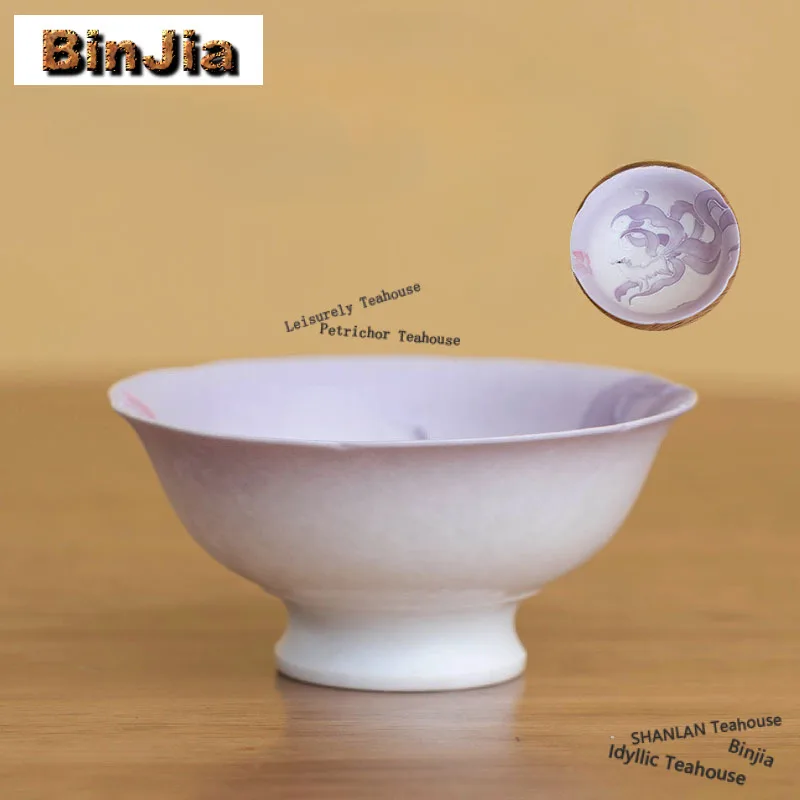 

60 мл ручная роспись девятихвостая чайная чашка с лисой в стиле ретро, чайная чаша, кувшин для воды, чайная дегустация, чашка для медитации, чашки Chazhan Master, посуда для напитков, ремесло